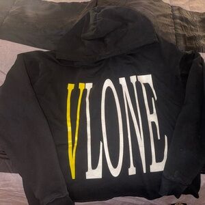 VLONE Black Hoodie with Bold Yellow and White Lettering